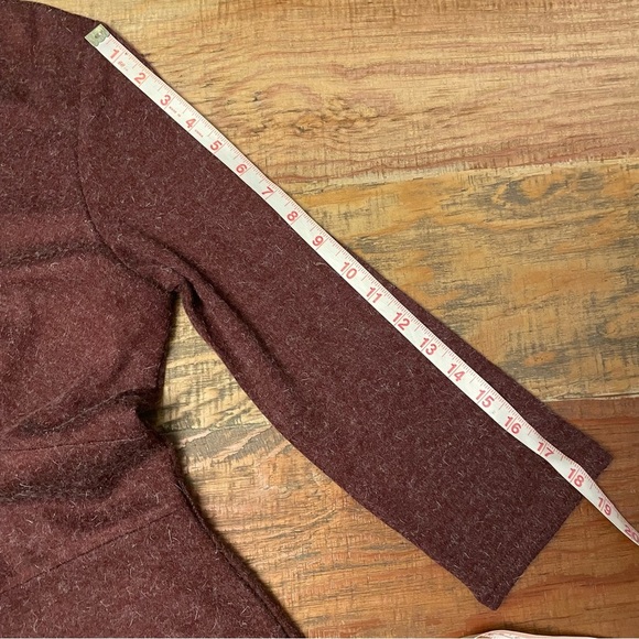 Isabella Bird Sweater Dress Burgundy wool angora hair tie waist size Large - Picture 9 of 11